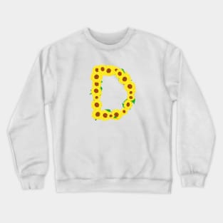 Sunflowers Initial Letter D (White Background) Crewneck Sweatshirt